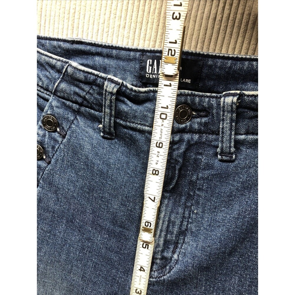 Gap Denim Jeans 70s Flare Size 2/26R Sailor Buttons Distressed - Picture 5 of 16